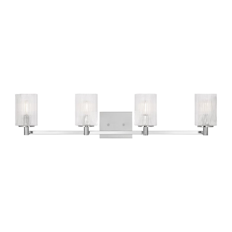 Generation Lighting Lando 4Lt Wall Sconce, Chrome/Clear Fluted - GLV1044EN-CH