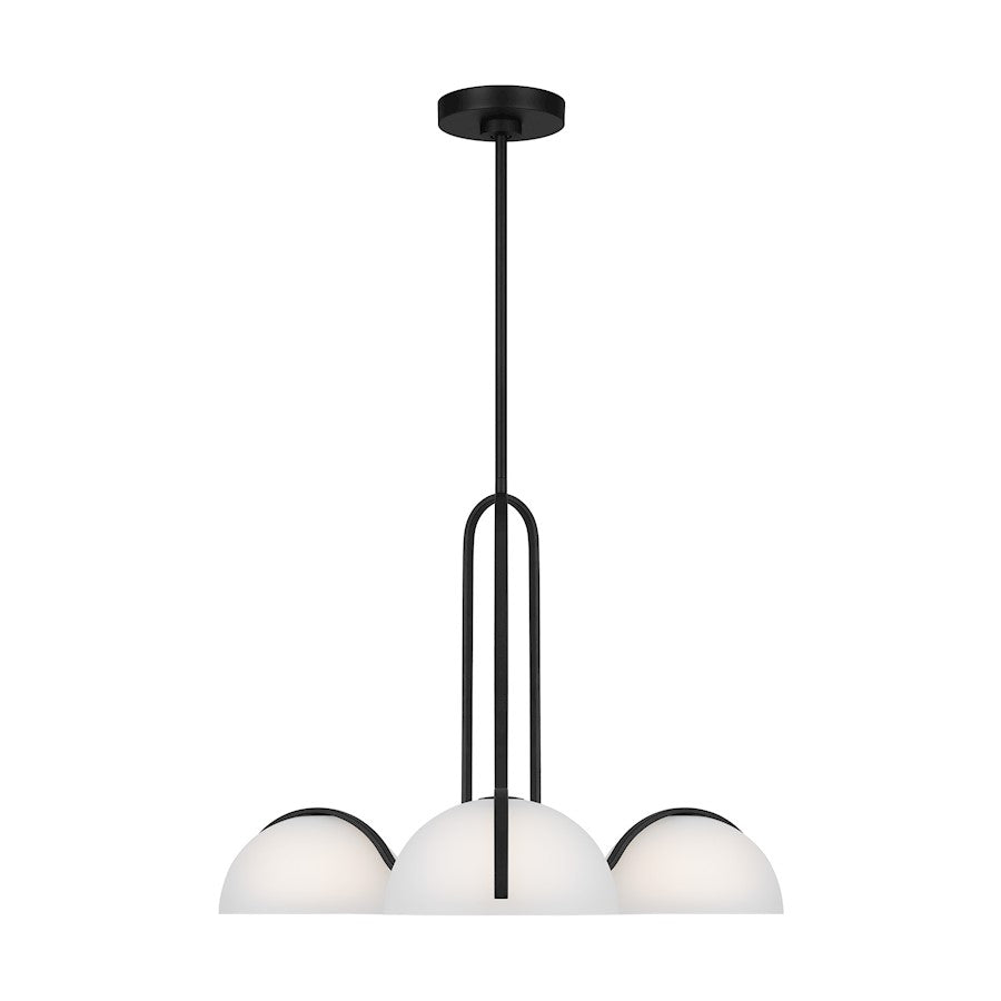 Visual Comfort Studio Kelly Wearstler Nido 3-Lt Chandelier, BK/WH - KC1133MBK