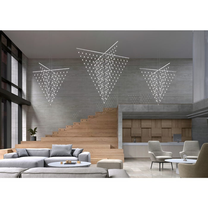 Sonneman Constellation  Pendant, Bright Satin Aluminum/Clear