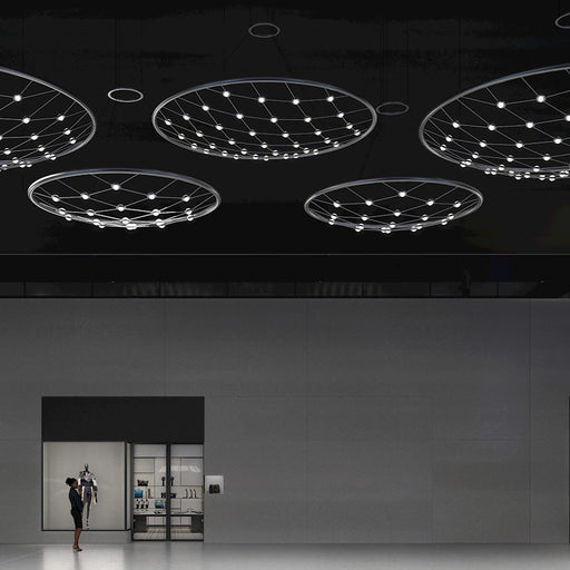 Sonneman Constellation 1 Light Pendant, Bright Aluminum/Halo