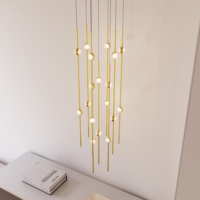 Sonneman Constellation Aries 18Lt LED Pendant, BR/WH/3000K/240"