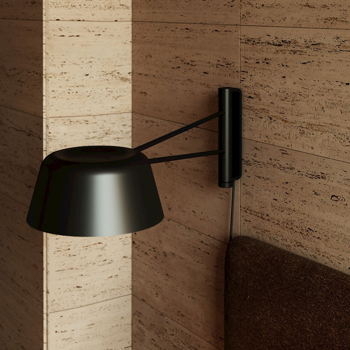 Sonneman Ray 1 Light Short Wall Lamp, Satin Black/Satin Black