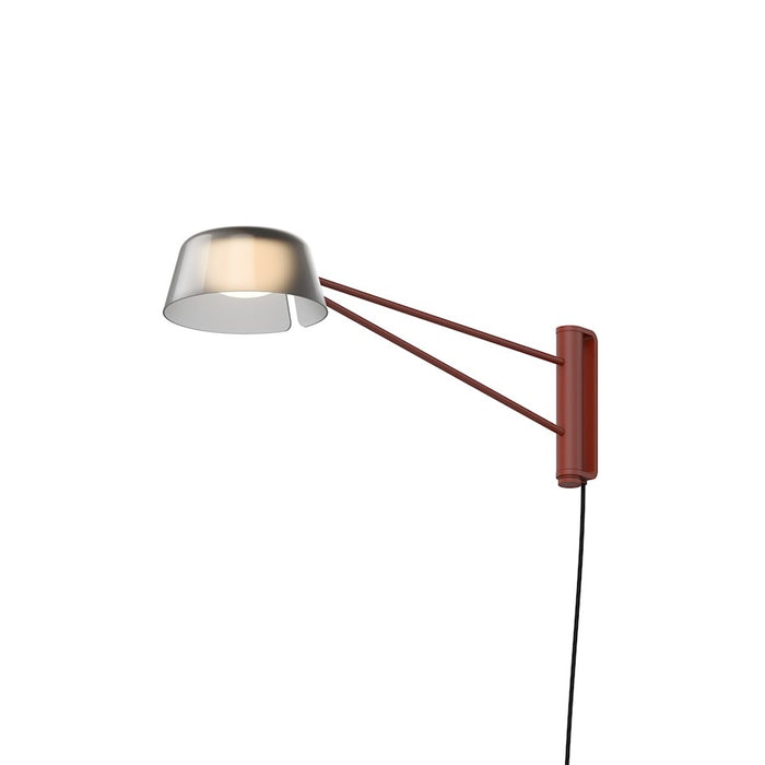 Sonneman Ray 1 Light Short Wall Lamp, Oxide Red/Smoked Etched - 2030-73K
