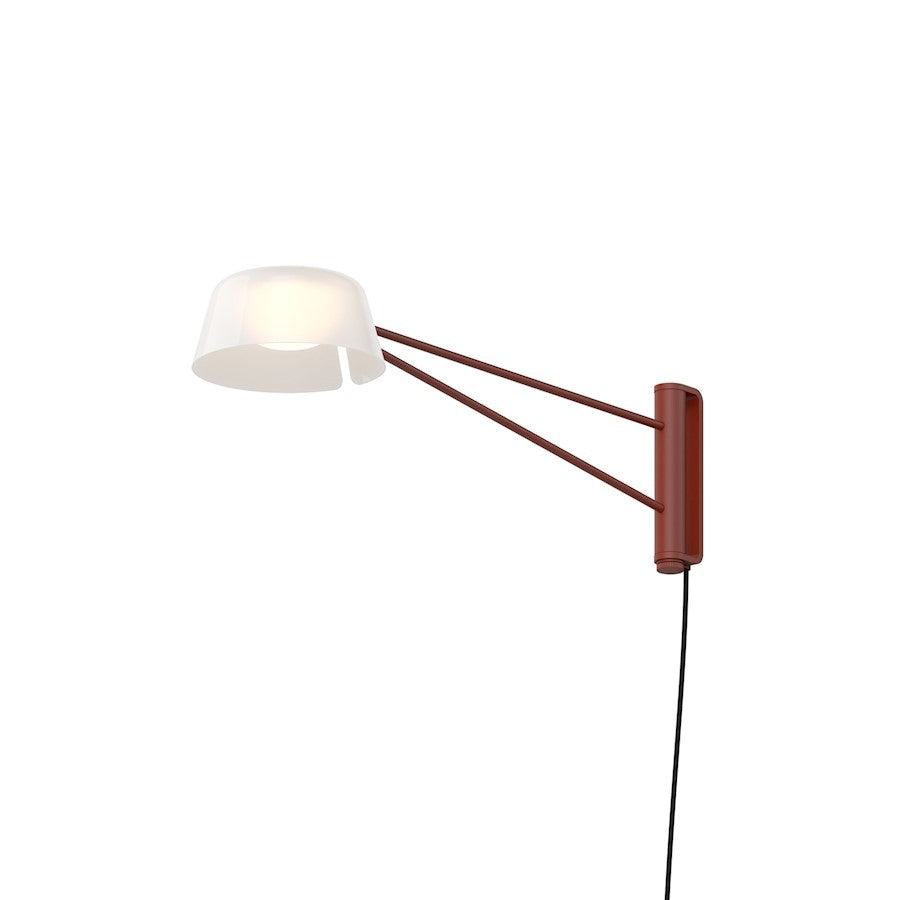 Sonneman Ray 1 Light Short Wall Lamp, Oxide Red/Opal White - 2030-73W