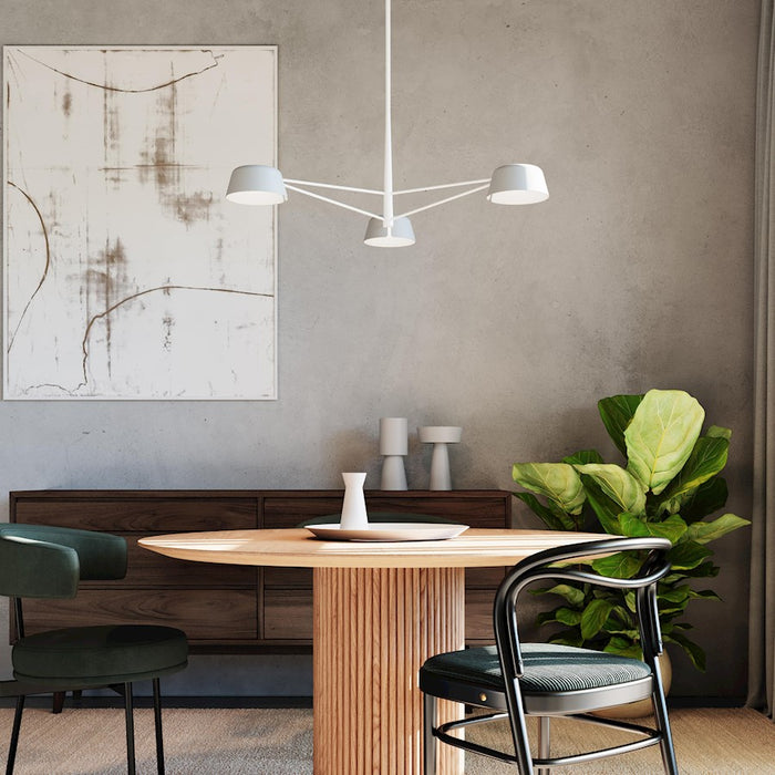 Sonneman Ray 3 Light Round Chandelier, Warm Gray/Warm Gray