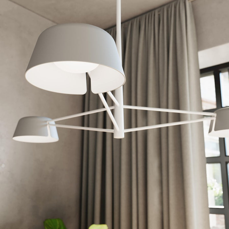 Sonneman Ray 3 Light Round Chandelier, Warm Gray/Warm Gray