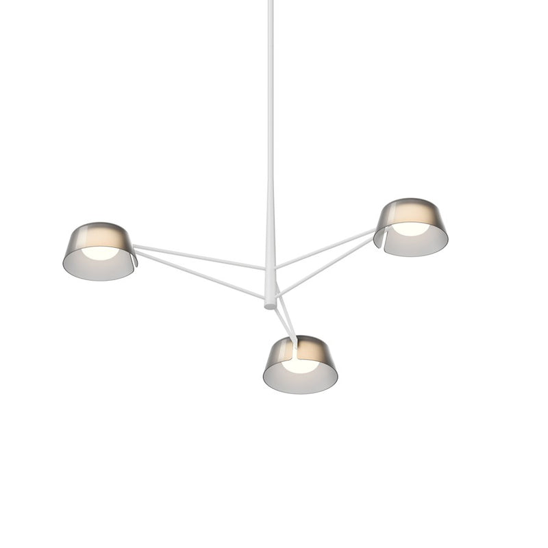Sonneman Ray 3 Light Round Chandelier, Warm Gray/Smoked Etched - 2033-17K