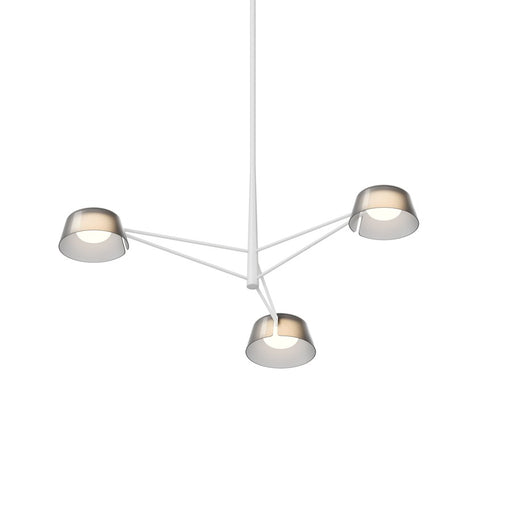 Sonneman Ray 3 Light Round Chandelier, Warm Gray/Smoked Etched - 2033-17K