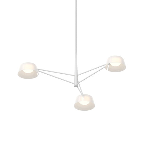 Sonneman Ray 3 Light Round Chandelier, Warm Gray/Opal White - 2033-17W
