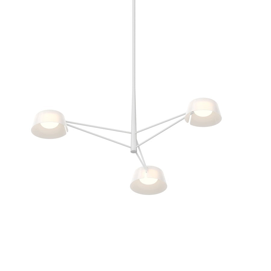 Sonneman Ray 3 Light Round Chandelier, Warm Gray/Opal White - 2033-17W