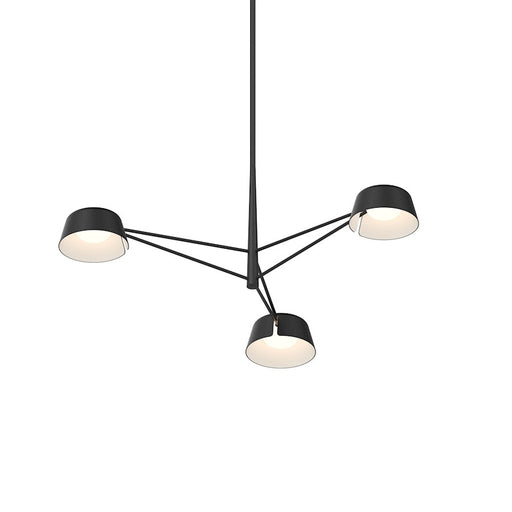 Sonneman Ray 3 Light Round Chandelier, Satin Black/Satin Black - 2033-25