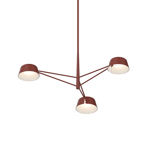 Sonneman Ray 3 Light Round Chandelier, Oxide Red/Oxide Red - 2033-73