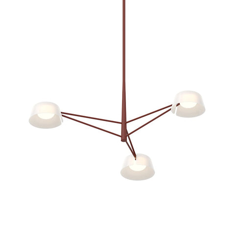 Sonneman Ray 3 Light Round Chandelier, Oxide Red/Opal White - 2033-73W