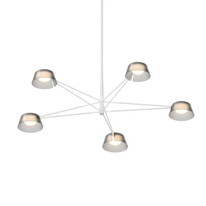 Sonneman Ray 5 Light Round Chandelier, Warm Gray/Smoked Etched - 2035-17K
