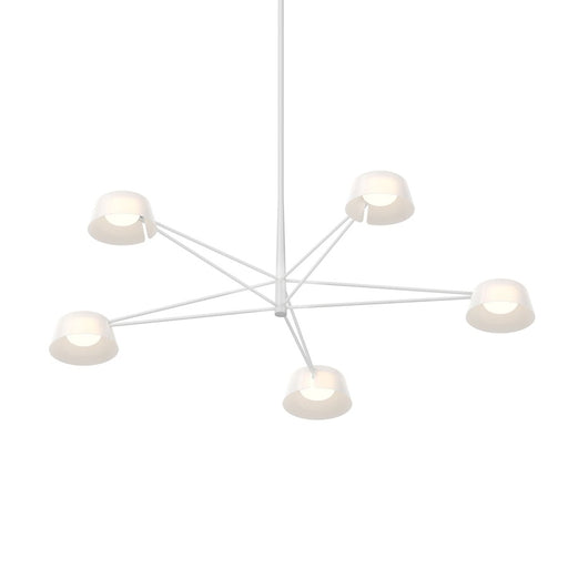 Sonneman Ray 5 Light Round Chandelier, Warm Gray/Opal White - 2035-17W