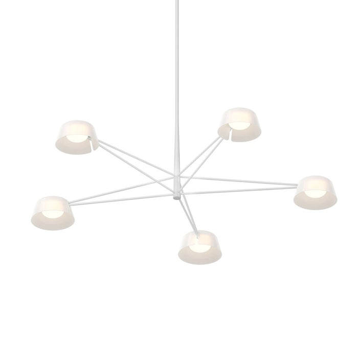 Sonneman Ray 5 Light Round Chandelier, Warm Gray/Opal White - 2035-17W