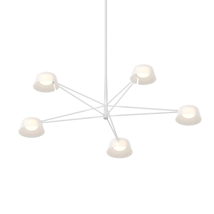 Sonneman Ray 5 Light Round Chandelier, Warm Gray/Opal White - 2035-17W