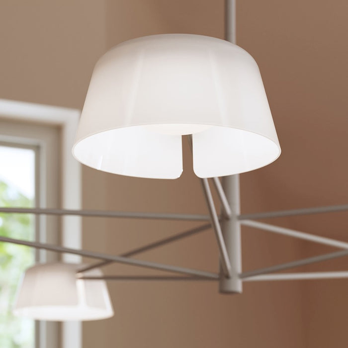 Sonneman Ray 5 Light Round Chandelier, Warm Gray/Opal White