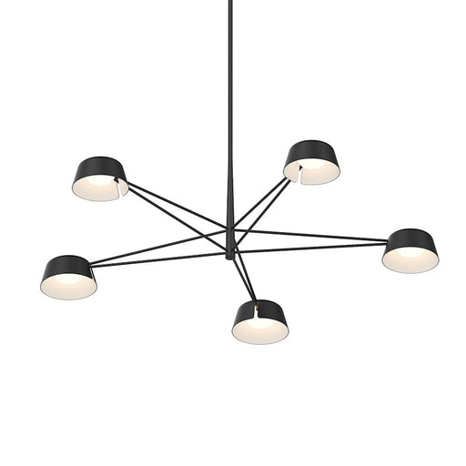 Sonneman Ray 5 Light Round Chandelier, Satin Black/Satin Black - 2035-25