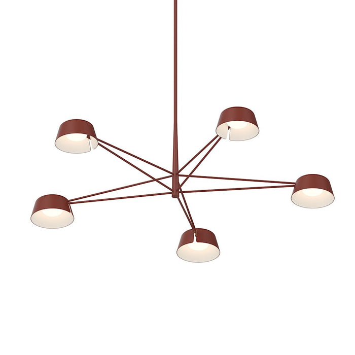 Sonneman Ray 5 Light Round Chandelier, Oxide Red/Oxide Red - 2035-73