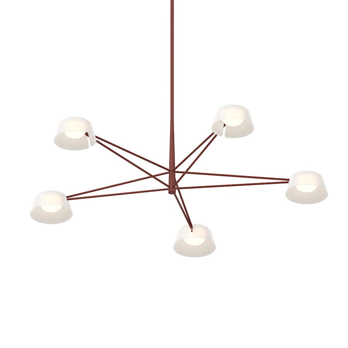 Sonneman Ray 5 Light Round Chandelier, Oxide Red/Opal White - 2035-73W