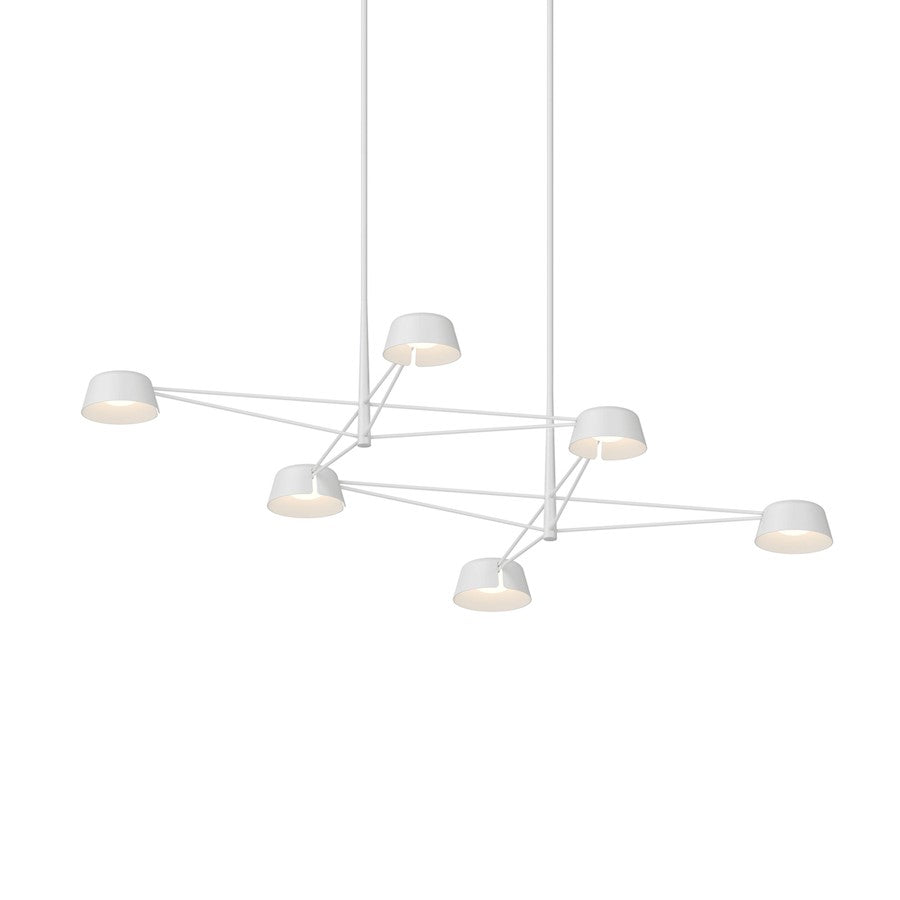 Sonneman Ray 6 Light Rectangle Chandelier, Warm Gray/Warm Gray - 2036-17