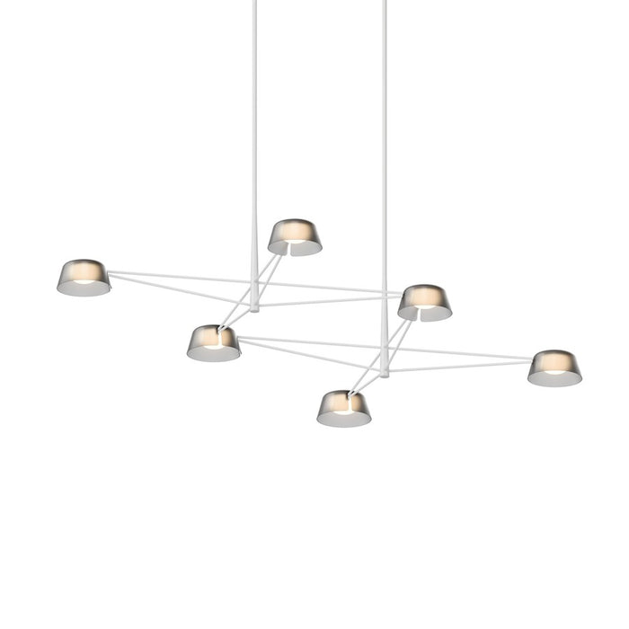 Sonneman Ray 6 Light Rectangle Chandelier, Warm Gray/Smoked Etched - 2036-17K