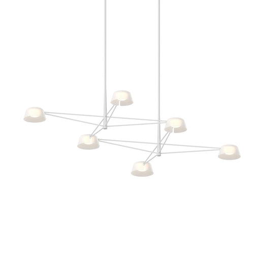 Sonneman Ray 6 Light Rectangle Chandelier, Warm Gray/Opal White - 2036-17W