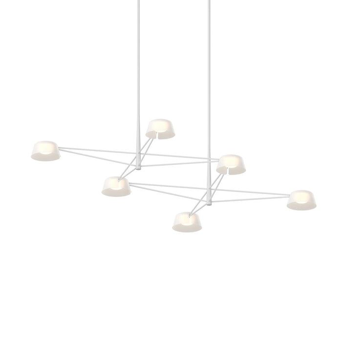 Sonneman Ray 6 Light Rectangle Chandelier, Warm Gray/Opal White - 2036-17W
