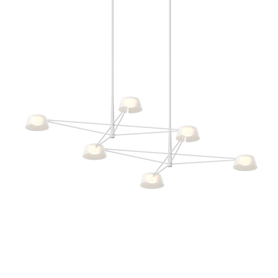 Sonneman Ray 6 Light Rectangle Chandelier, Warm Gray/Opal White - 2036-17W