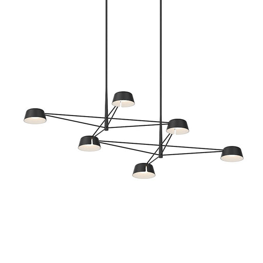 Sonneman Ray 6 Light Rectangle Chandelier, Satin Black/Satin Black - 2036-25