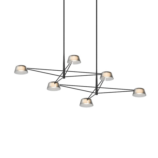 Sonneman Ray 6 Light Rectangle Chandelier, Satin Black/Smoked Etched - 2036-25K