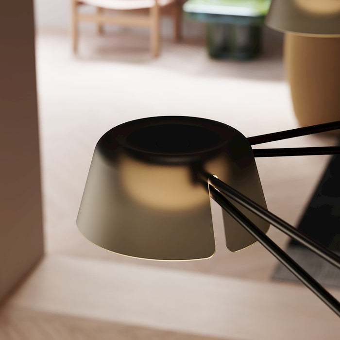 Sonneman Ray 6 Light Rectangle Chandelier, Satin Black/Smoked Etched