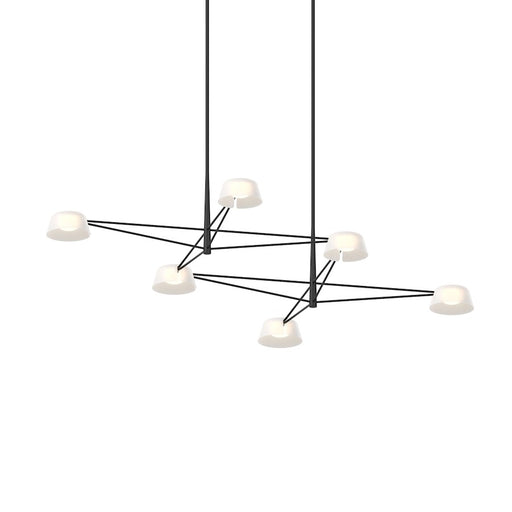 Sonneman Ray 6 Light Rectangle Chandelier, Satin Black/Opal White - 2036-25W