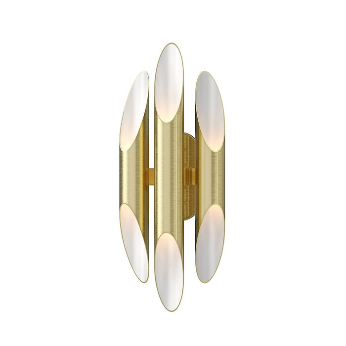 Sonneman Chimes 6 Light Triple Sconce, Satin Brass/Clear - 2043-38