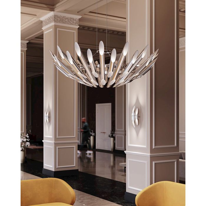 Sonneman Chimes 60 Light Round Pendant, Polished Chrome/Clear