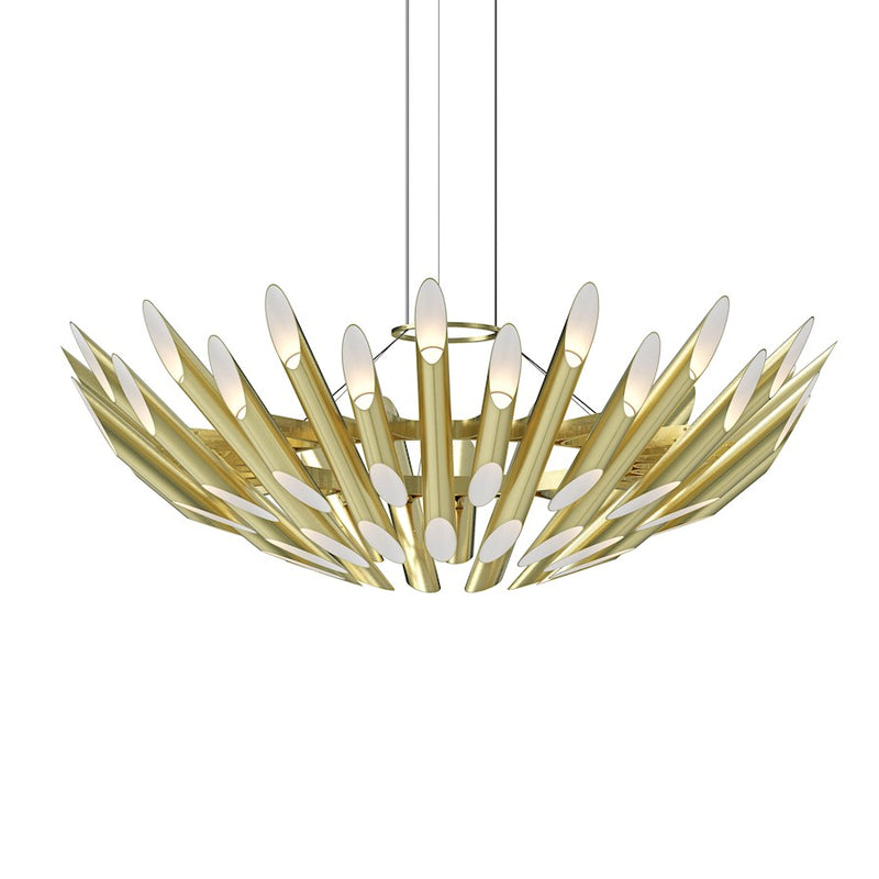 Sonneman Chimes 60 Light Round Pendant, Satin Brass/Clear - 2046-38
