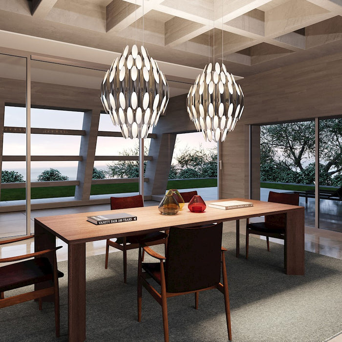 Sonneman Chimes 90 Light Pendant, Polished Chrome/Clear