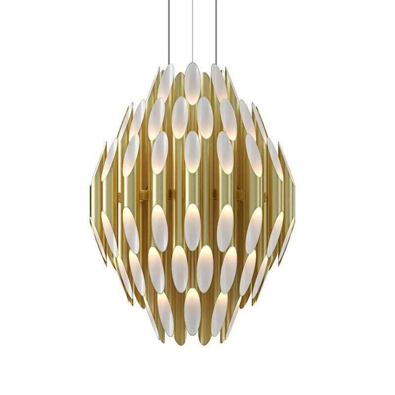 Sonneman Chimes 90 Light Pendant, Satin Brass/Clear - 2048-38