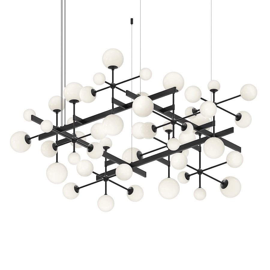 Sonneman Nebula 48 Light Square LED Chandelier, Satin Black/White - 2065-25-J20