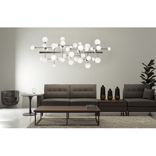 Sonneman Nebula 42 Light Bar LED Chandelier, Satin Nickel/White