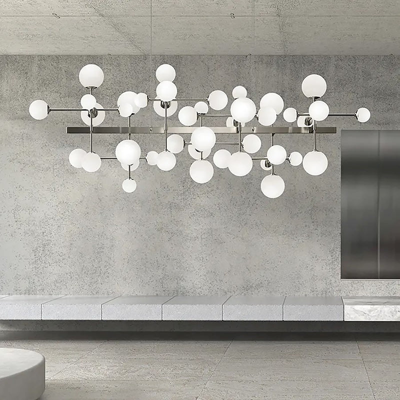 Sonneman Nebula 42 Light Bar LED Chandelier, Satin Nickel/White