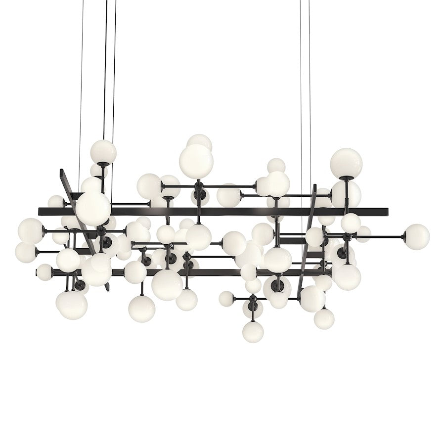 Sonneman Nebula 84 Light Square LED Chandelier, Satin Black/White - 2068-25-J20