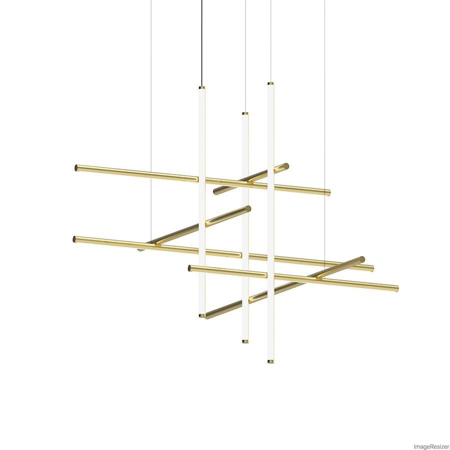 Sonneman Labyrinth 1 Light Chandelier, Brass/White - 2106-14