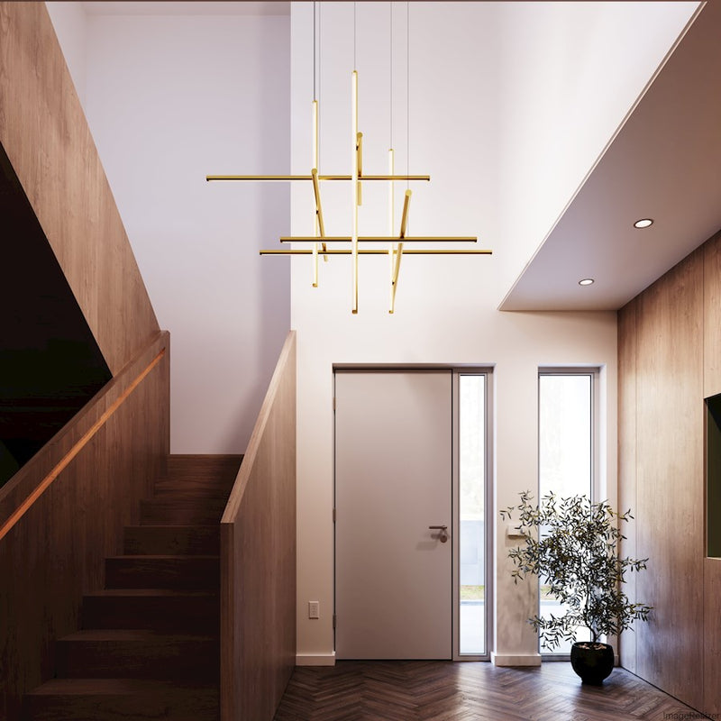 Sonneman Labyrinth 1 Light Chandelier, Brass/White