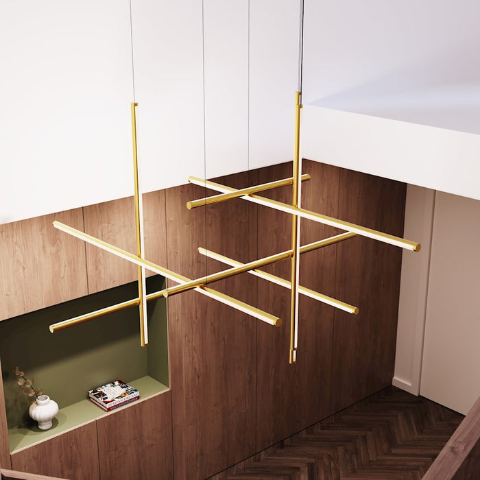 Sonneman Labyrinth 1 Light Chandelier, Brass/White