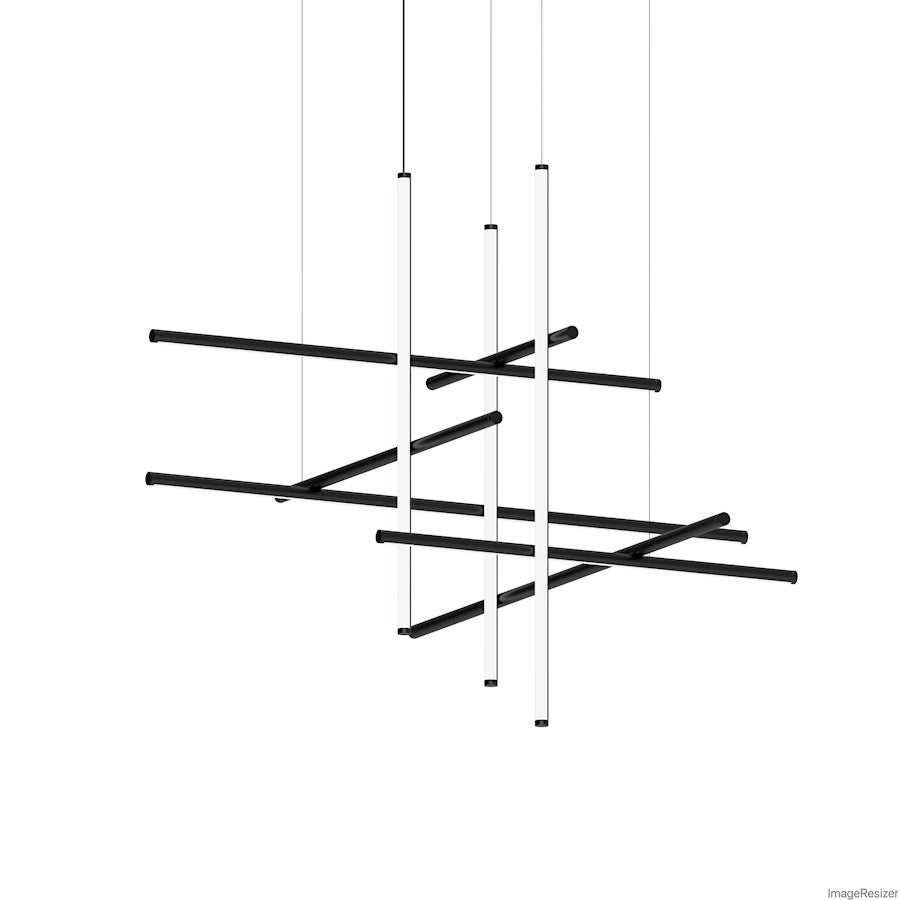 Sonneman Labyrinth 1 Light Chandelier, Satin Black/White - 2106-25