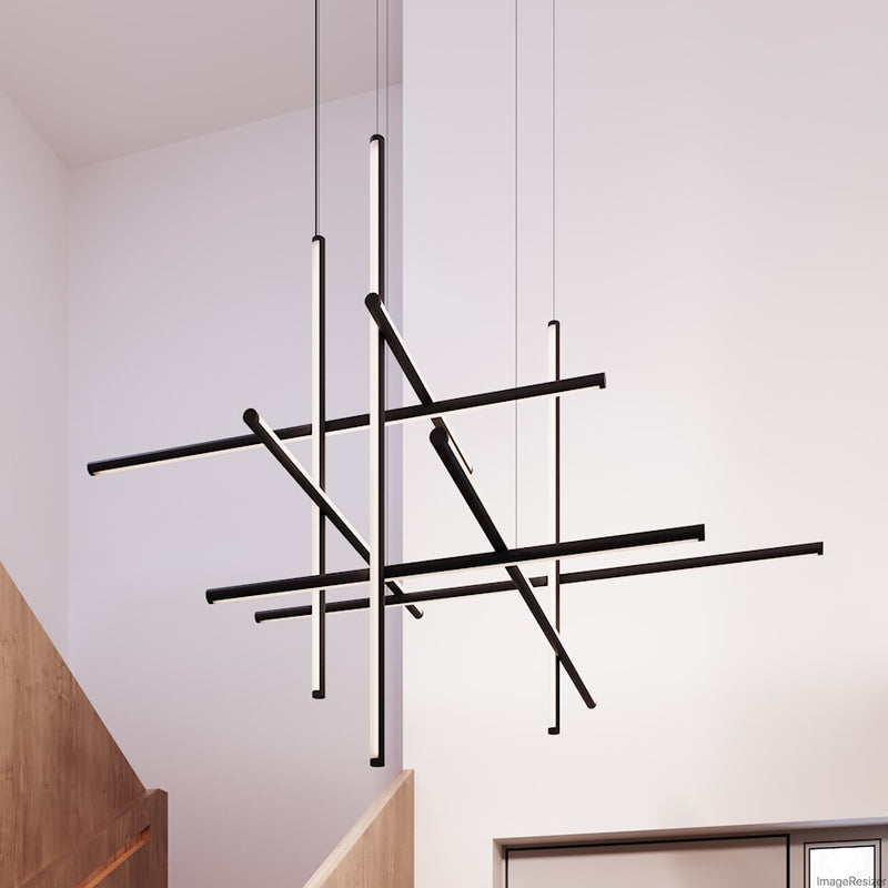 Sonneman Labyrinth 1 Light Chandelier, Satin Black/White