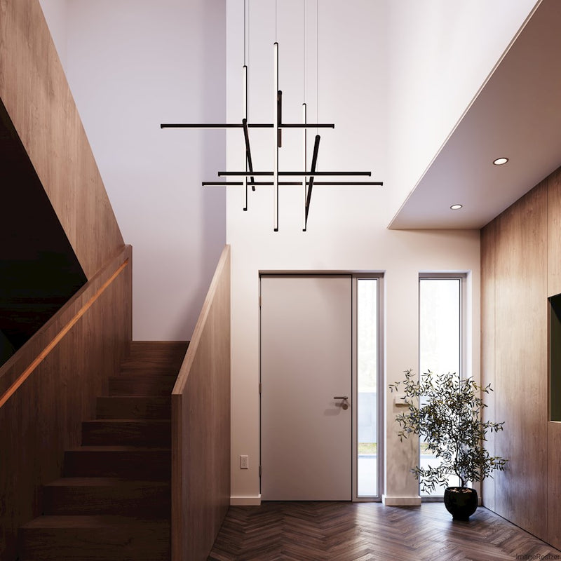 Sonneman Labyrinth 1 Light Chandelier, Satin Black/White