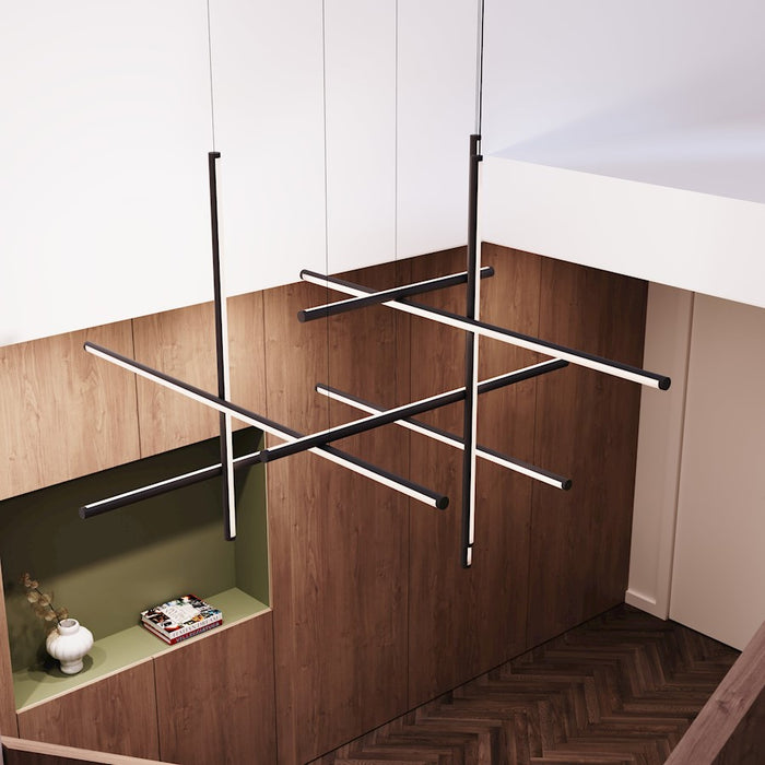 Sonneman Labyrinth 1 Light Chandelier, Satin Black/White